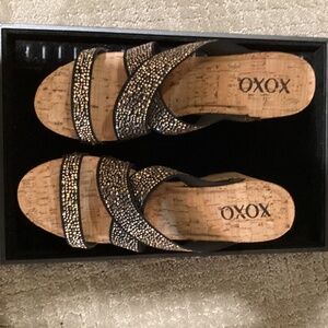 Metallic Slides by XOXO Size 9.5 Wedge heel 4 inch